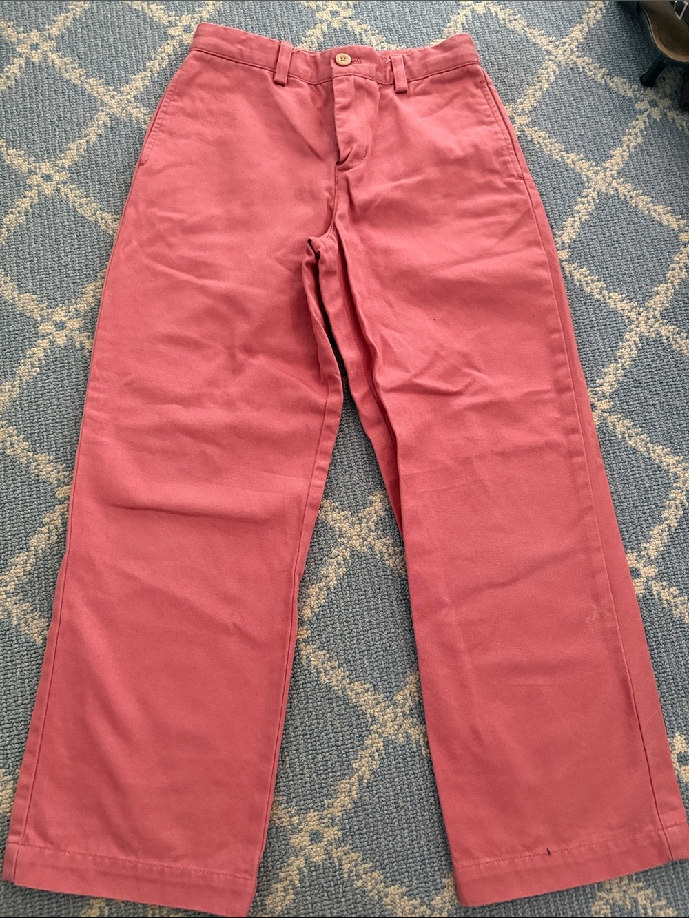 Vineyard Vines Boys Coral-Pink Chino Pants